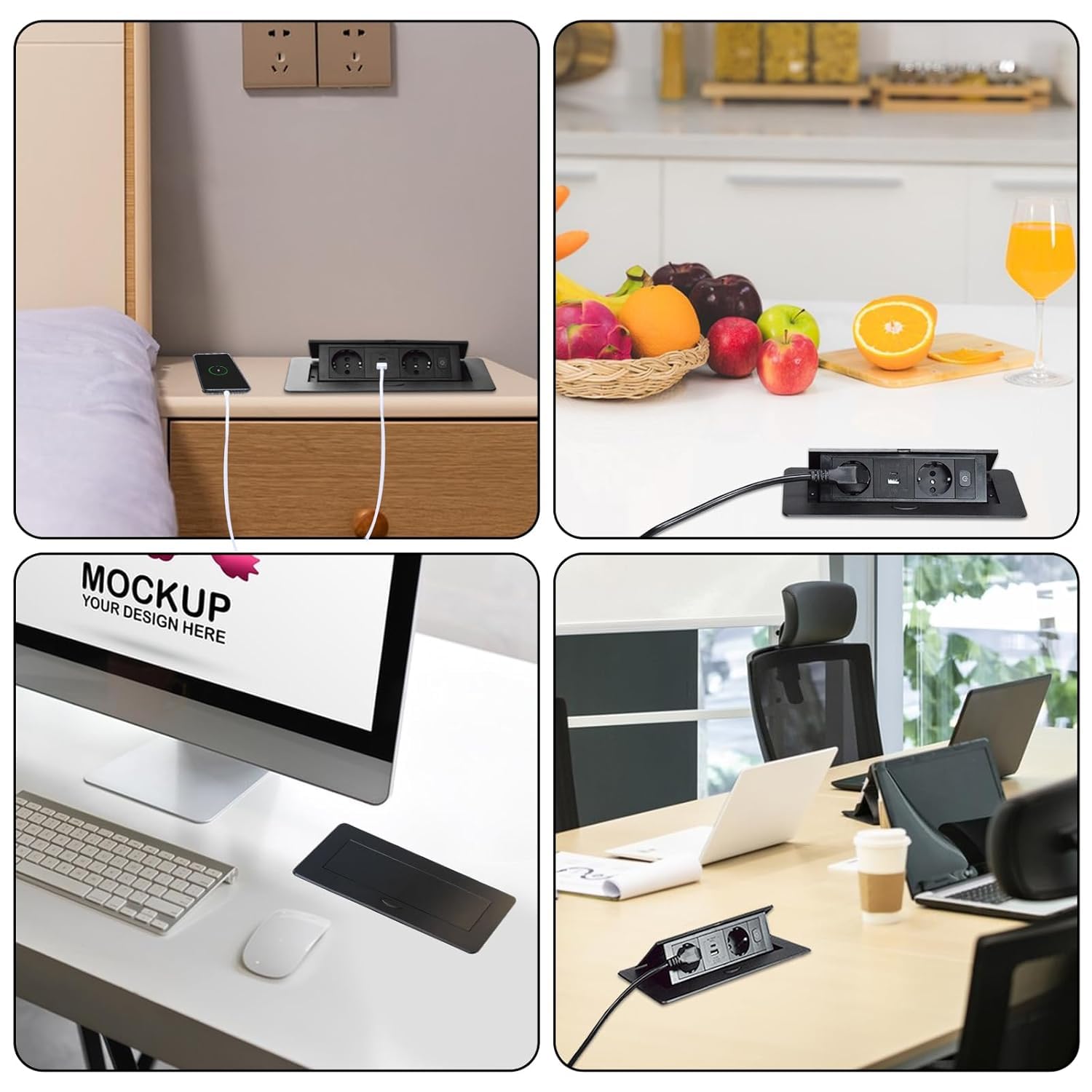 Presa da scrivania a scomparsa, USB 3.0 Type C 20 W, ricarica rapida pop-up, salvaspazio per piano di lavoro, ufficio, jacepfy