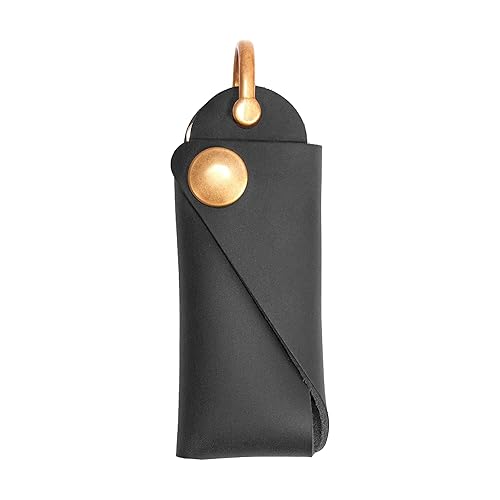 Turbosnail Minimalist Key Holder, Leather Key Fob, Key Organizer, Leather Key Case, Leather Keychain, Key Fob, Keys purse Corporate gifts (Black)