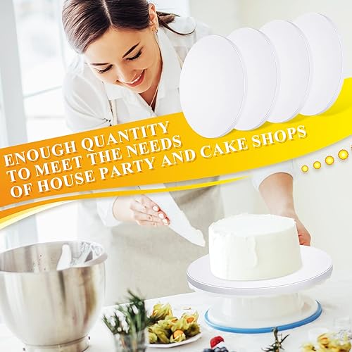 Miniatura 2 de Bokon Paquete de 50 tambores redondos para tartas, base de cartón corrugado de 12 pulgada de grosor, círculo resistente para bodas, cumpleaños, baby