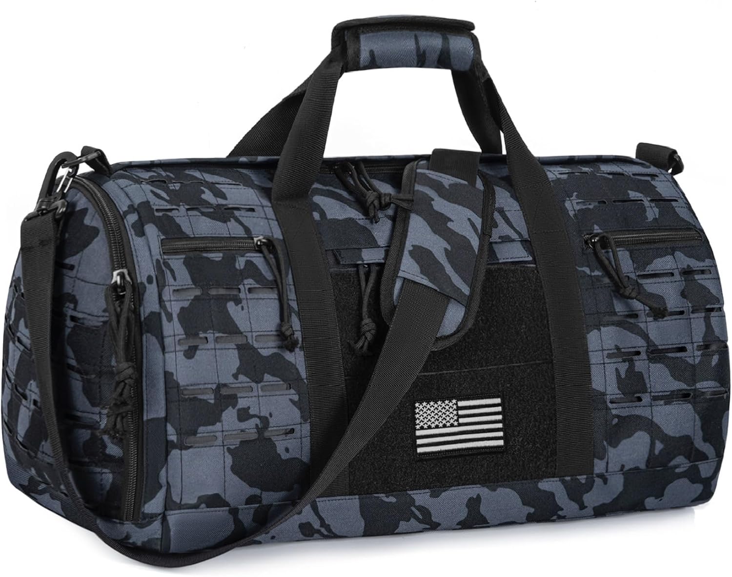 GMAK Military Tactical Duffle Bag for Men, 40L Sports Gym Bag with Shoe Compartment, Carry on Bag Travel Duffle Bag for Weekender Overnight Gym Workout Training Basketball Football, Black Camo
