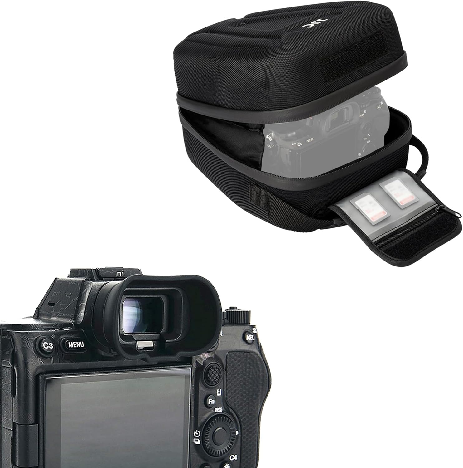 Camera Eyecup + Hard Camera Case: Camera Eyecup for Sony Camera with Hard Shell Camera Case