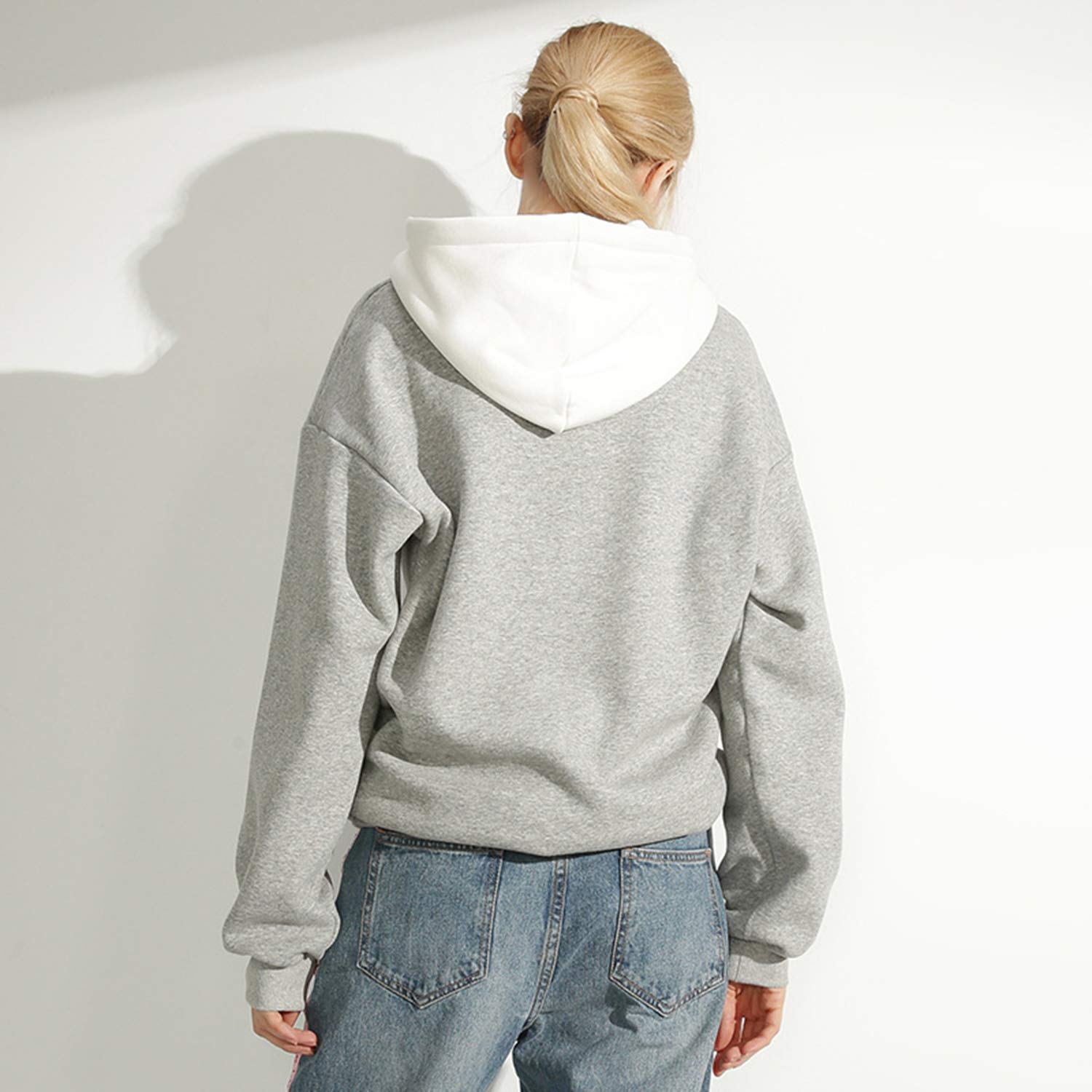 Felpa con Cappuccio Stampata in Cotone per Bambina, Giacca con Rivestimento in Tinta Unita di Colore Moda, Felpe in Pile