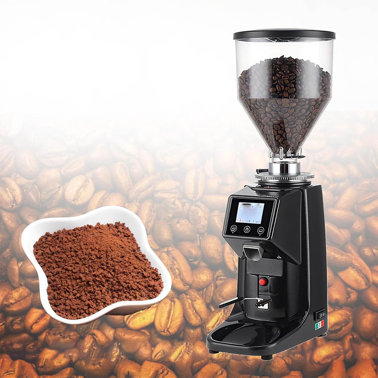 Macinacaffè a Pietra Piatta, 19 velocità di Macinatura black-1500ml