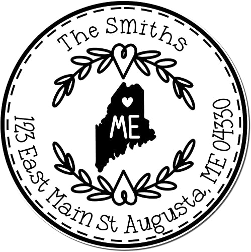 Miniatura 96 de Round State Love - Sello de dirección de devolución para Texas, uso con almohadilla de sello, mango de madera, sello de dirección de Texas