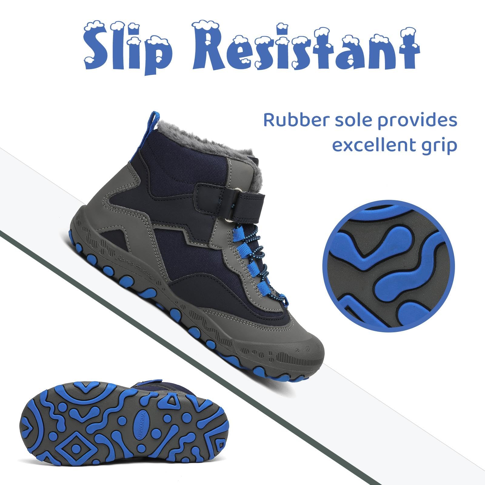 Mishansha Enfant Bottines Hiver Chaussure Garçon Fille Chaude Bottes Neige Antidérapantes Gr.24-38 EU