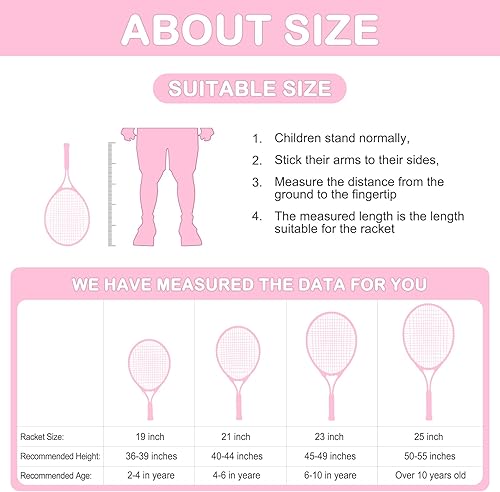 Miniatura 6 de Raqueta de tenis para niños de 19 pulgadas, 21 pulgadas, 23 pulgadas, 25 pulgadas, para niños y niñas, niños, estudiantes, raqueta de tenis con
