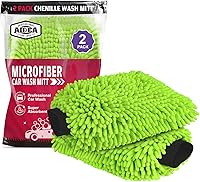 AIDEA Premium Microfiber Car Wash Mitts 2-Pack, Scratch-Free Lint-Free Chenille, Green 7.12x10.14" - Safe for Cars Trucks Boats