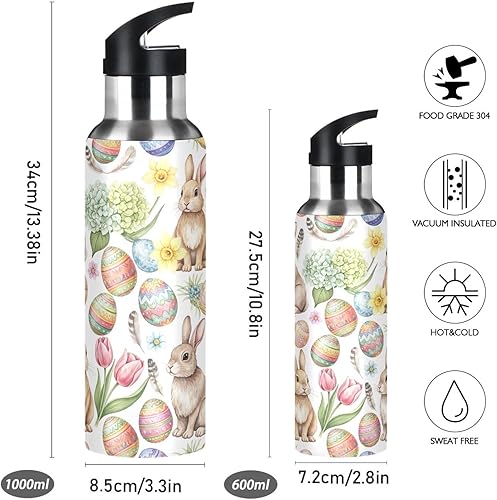 Miniatura 2 de Stainless Steel Vacuum Insulated Water Bottle 20 Oz, BPA-Free Sport Water Bottle for Gym Outdoor Travel School, Watercolor Rabbits