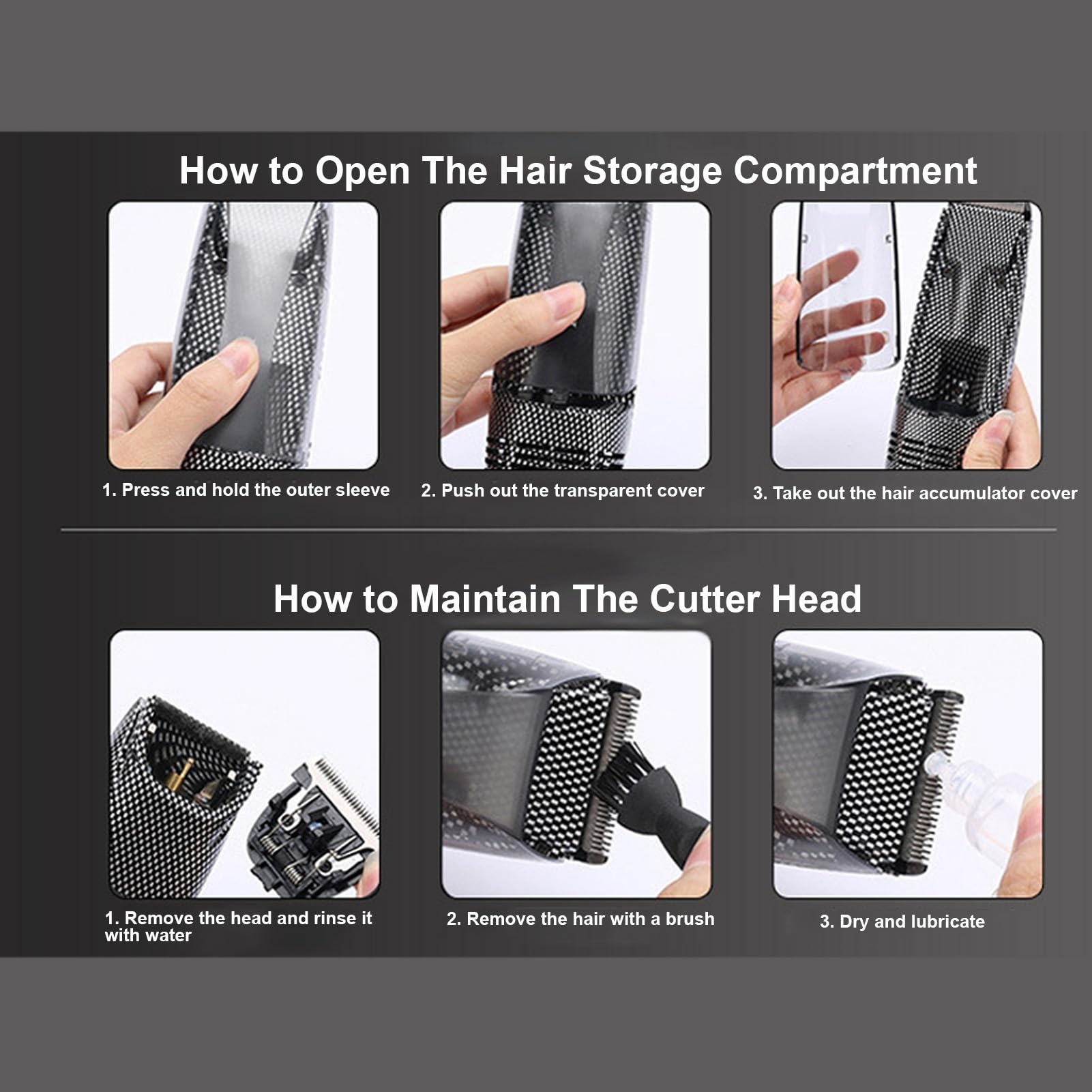 Tagliacapelli elettrico, Ricarica USB, Trimmer per Capelli a Aspirazione Automatica, Trimmer Elettrico per Il Corpo con 4 Pettini di Guida, Kit di Taglio dei Capelli senza