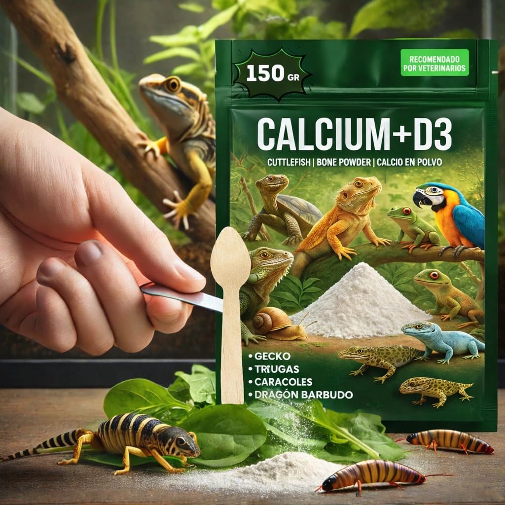 AF® - 100 g proszku wapniowego d3 dla żółwi ziemnych, węglan wapnia gadów wzbogacony witaminami żółwi ziemnych | Łatwe trawienie, wystarczy dozować miarką