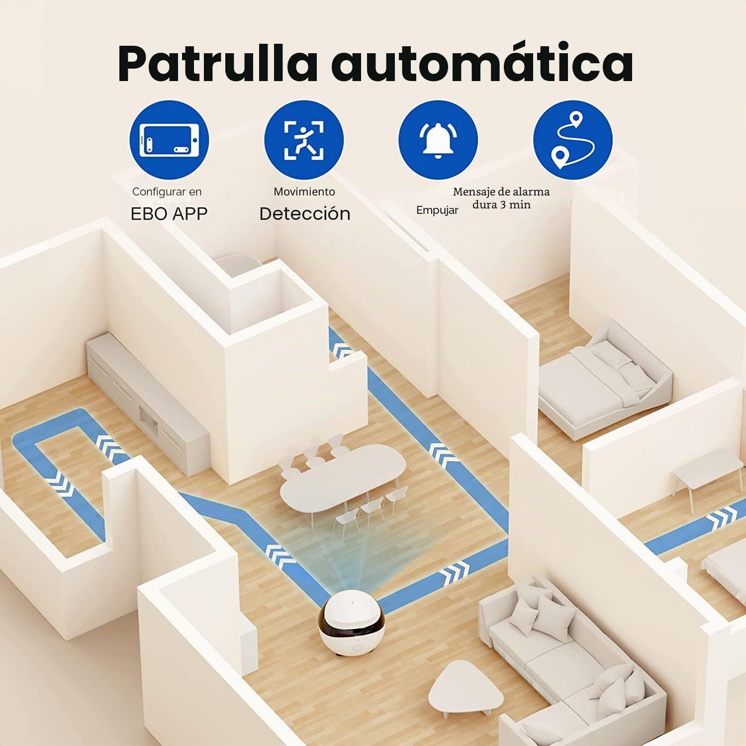 Enabot EBO SE FamilyBot – Robot Cámara Mascotas 1080P, Cámara Móvil Interior, Recarga Automática, Visión Nocturna, Audio Bidireccional, Almacenamiento Local – Gatos y Perros