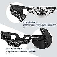 Vista 4 de Parachoques delantero negro rejilla ajuste 2014 2015 2016 para N-issan Rogue compatible con malla frontal de aire parrilla de repuesto con detalles