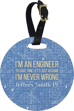 Personalized Engineer Quotes Plastic Luggage Tag - Round