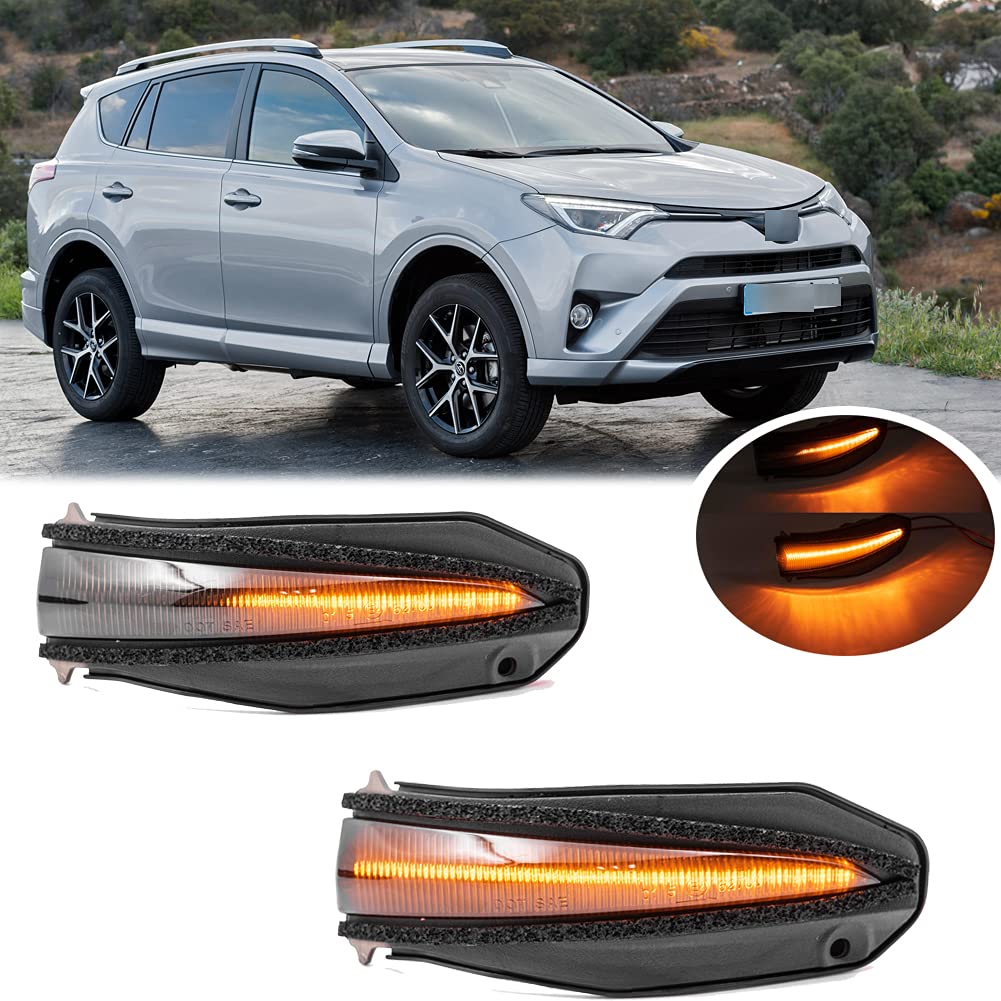 2Pcs Smoked Lens Amber Sequential Blink Full?LED Dynamic Side Mirror Blinker Indicator Turn Signal Light for Toyota 4Runner 2014-2021