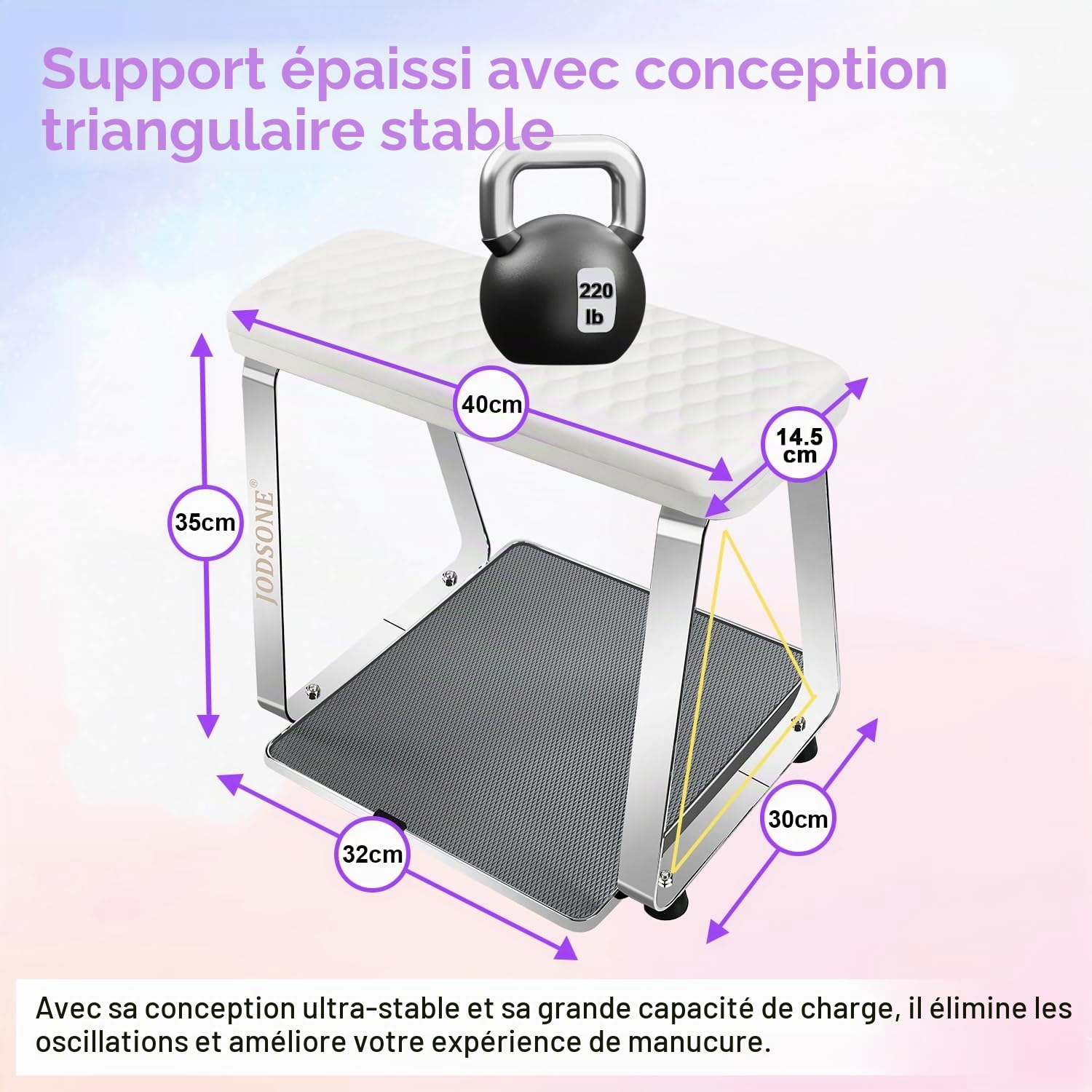 JODSONE Repose-Pieds Pour Pédicure et Manucure : Coussin de Manucure Doux Avec Support Amovible en Acier Inoxydable et Base de Rangement Antidérapante, Adapté à Un Usage en Salon et à Domicile
