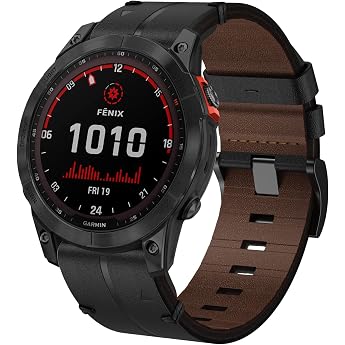 Strap for Garmin Fenix 7X 26 mm Genuine Leather Replacement Strap Quick-Fit Watch Strap for Garmin Fenix 6X/Fenix 6X Pro/Fenix 5X/Fenix 5X Plus/Fenix 3/Fenix 3 Enduro/Quatix 3/Fenix 8 51 mm