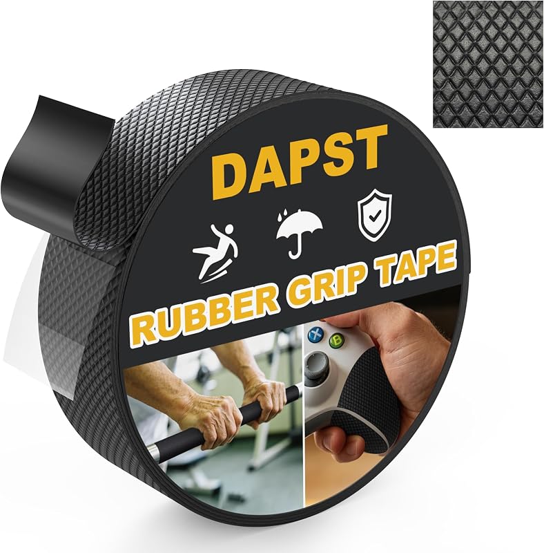 1 in X 26 Ft Large Rubber Grip Tape for Handles & Home Use | Ultra-Thin Black Rubber Anti-Slip Grip Tape, Strong Adhesive, Cushioned Comfortable Hand Feel