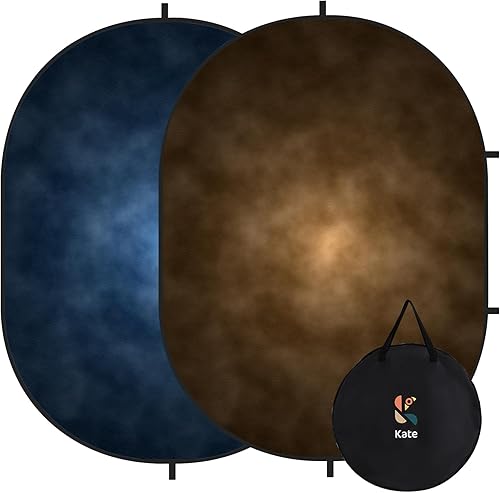 Kate Telón de fondo plegable para fotografía, color azul oscuro y marrón, fondo portátil para retrato, transmisión en vivo, 5 x 6.5 pies