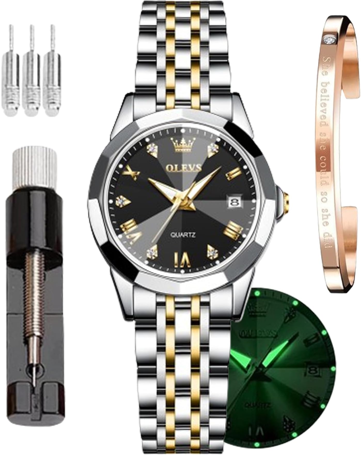 OLEVSOLEVS Women's Watch Luxury Rose Gold Women Slim Thin Lightweight Watch Stainless Steel Mesh Watches