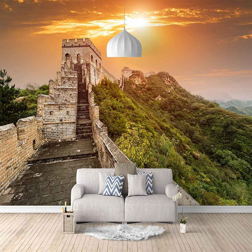 Papier peint autocollant 3D paysage Grande Muraille pour masquer un grand mur