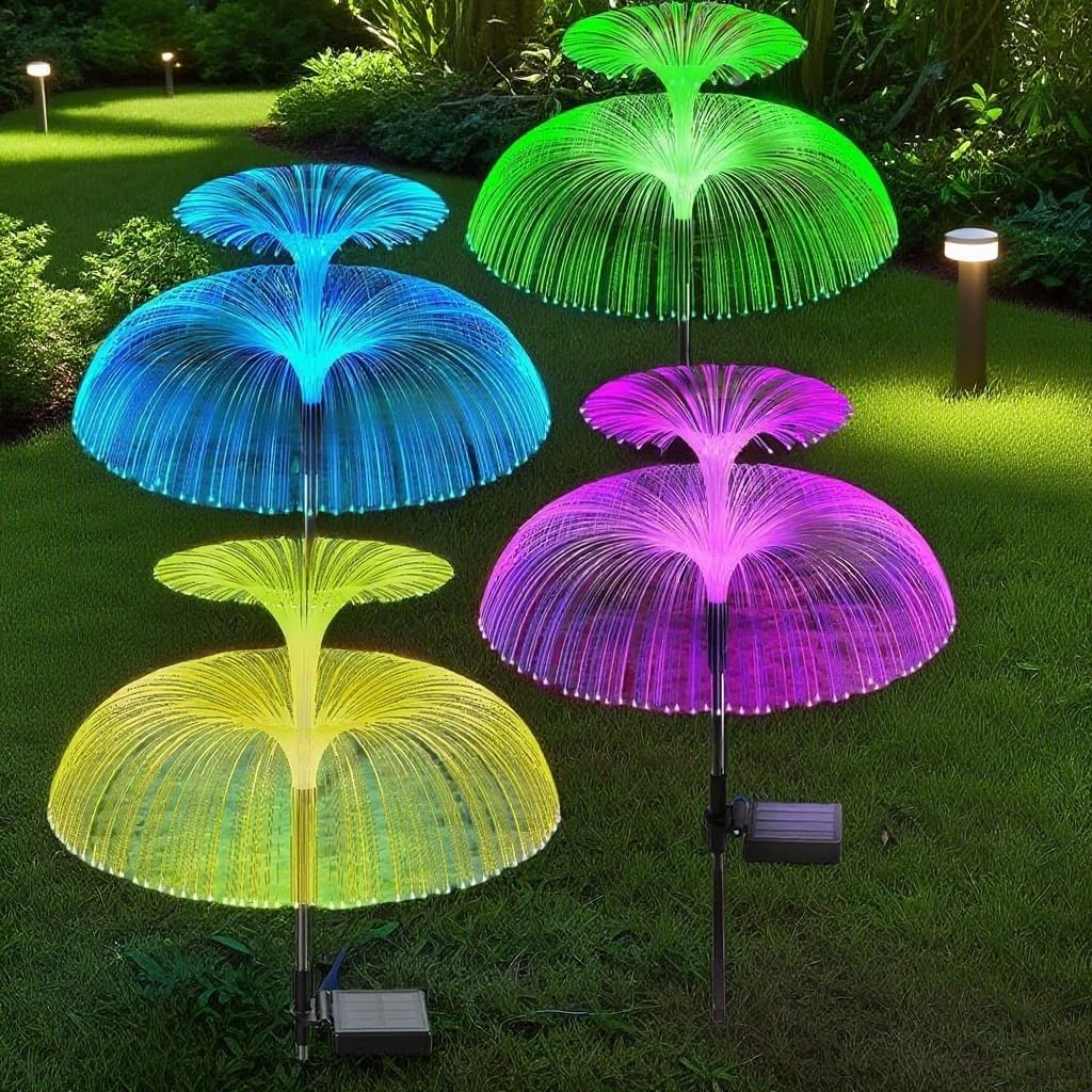 FIVAVA LED Gartenbeleuchtung Solar 4 Stück,Solar Gartenleuchten für Außen IP65 Wasserdicht,Gartenlichter für Deko am Außen Balkon