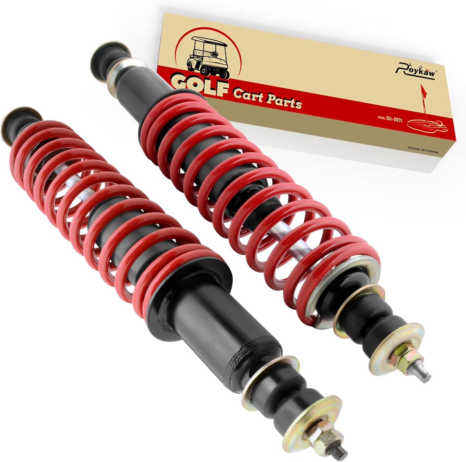 Roykaw EZGO Coil Over Shock Absorber for TXT/Medalist 1994-Up Gas and Electric Golf Cart Models, Heavy Duty, Works on Both Front or Rear Shocks, Replaces OEM # 70928-G01, 76418-G01 - Red