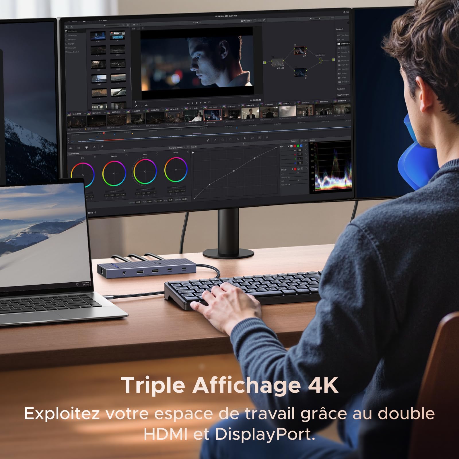 UGREEN Revodok Pro 3121 Hub USB C Double HDMI 4K60Hz et DisplayPort 4K120Hz 12 en 1 Docking Station USB C Triple Affichage avec 10Gbps Data Ports PD 100W Adaptateur Ethernet Lecteur Carte SD TF 3.5mm