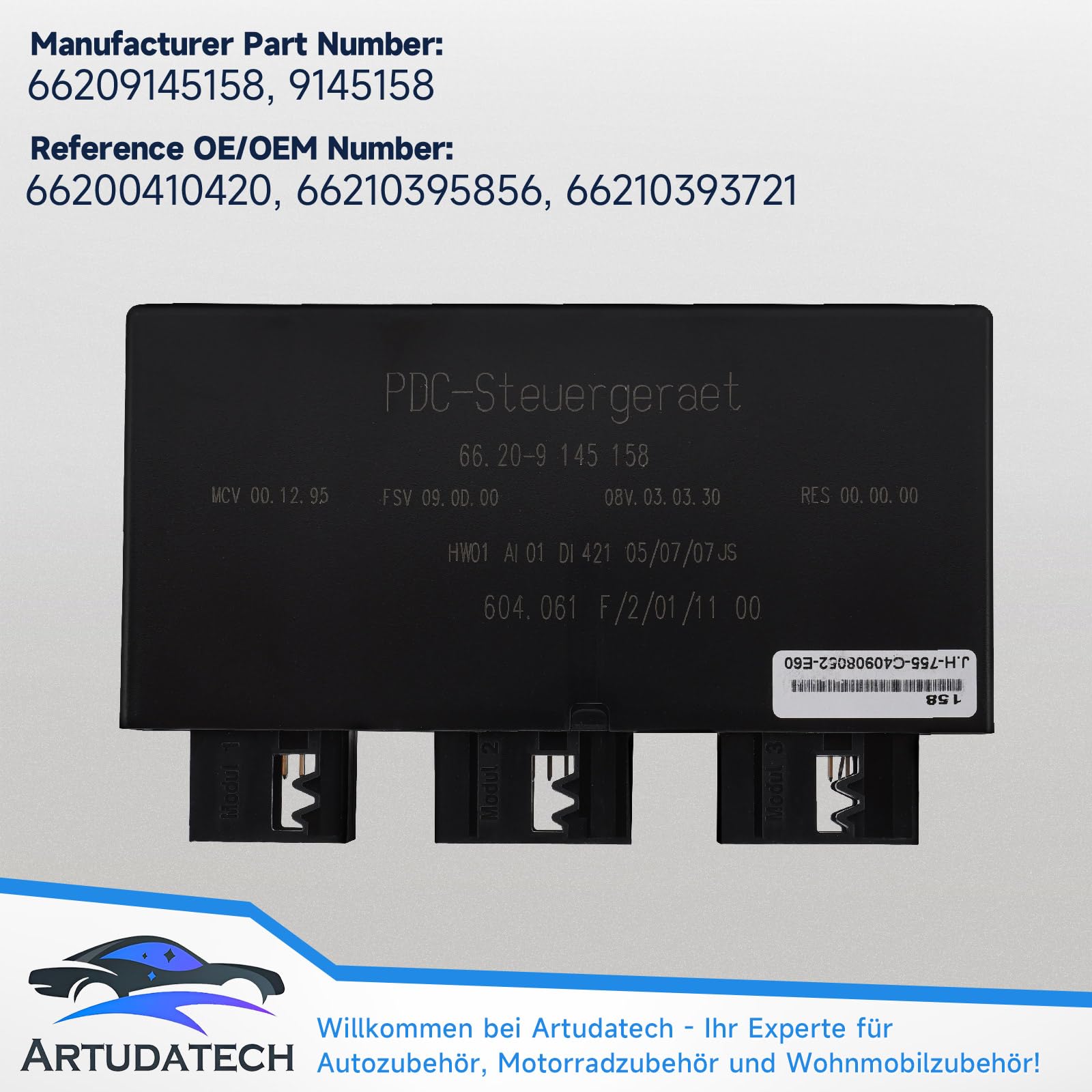 Sensor de aparcamiento 66209145158 para BMW PDC módulo de radar de marcha atrás para 5 E60 E61 | 6 E63 E64 | X5 E70 / X6 E71 | 7er E65 E66 Sensores de marcha atrás Sensor de ángulo muerto