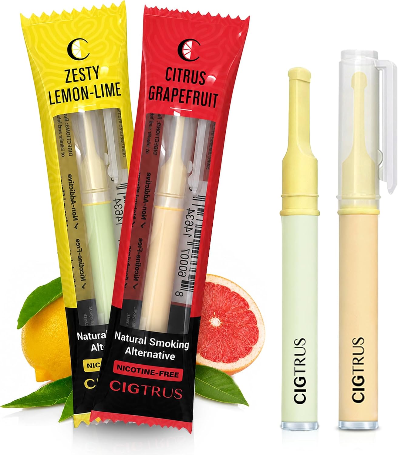 Craving Relief Inhaler (2-Pack) - Natural Quit Smoking Substitute, Nicotine & Tobacco-Free, Cigtrus' Non-Electric Solution (Citrus Grapefruit & Lemon Lime)