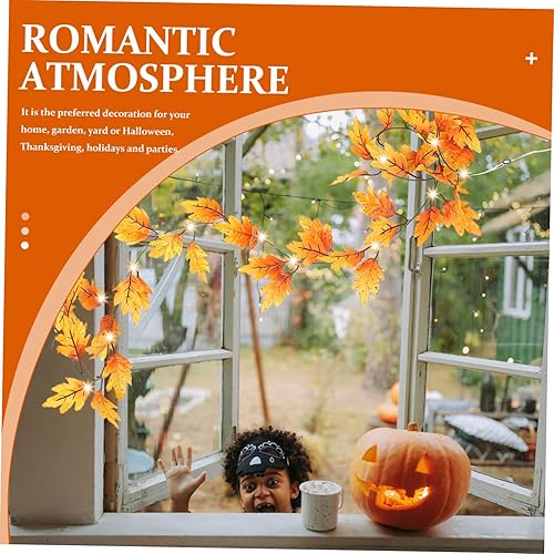 Miniatura 6 de Guirnalda de adornos luminosos de ratán de arce con hojas de otoño, decoración para salas de casa, guirnalda de luces de hojas de arce, guirnalda de