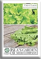 Great Lakes Batavian Leaf Lettuce Seeds: 1000+ Heirloom Non-GMO by Isla's Garden Seeds | Crisp Thick Leaves, Cool-Season Crunchy Heads