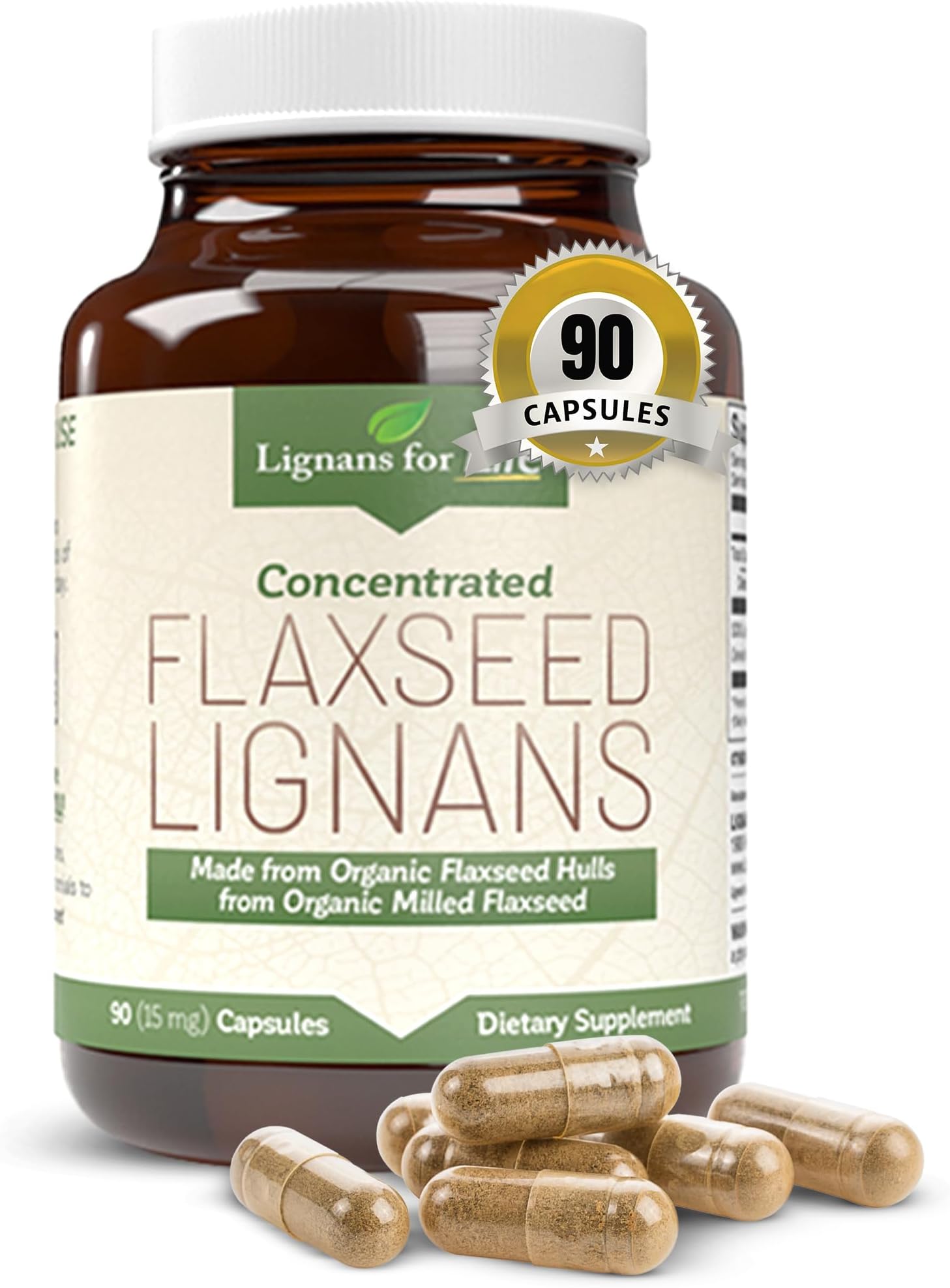 Lignans for Life Flaxseed Lignans for Dogs & People, 15mg - 90 Capsules - Natural Hormone Support