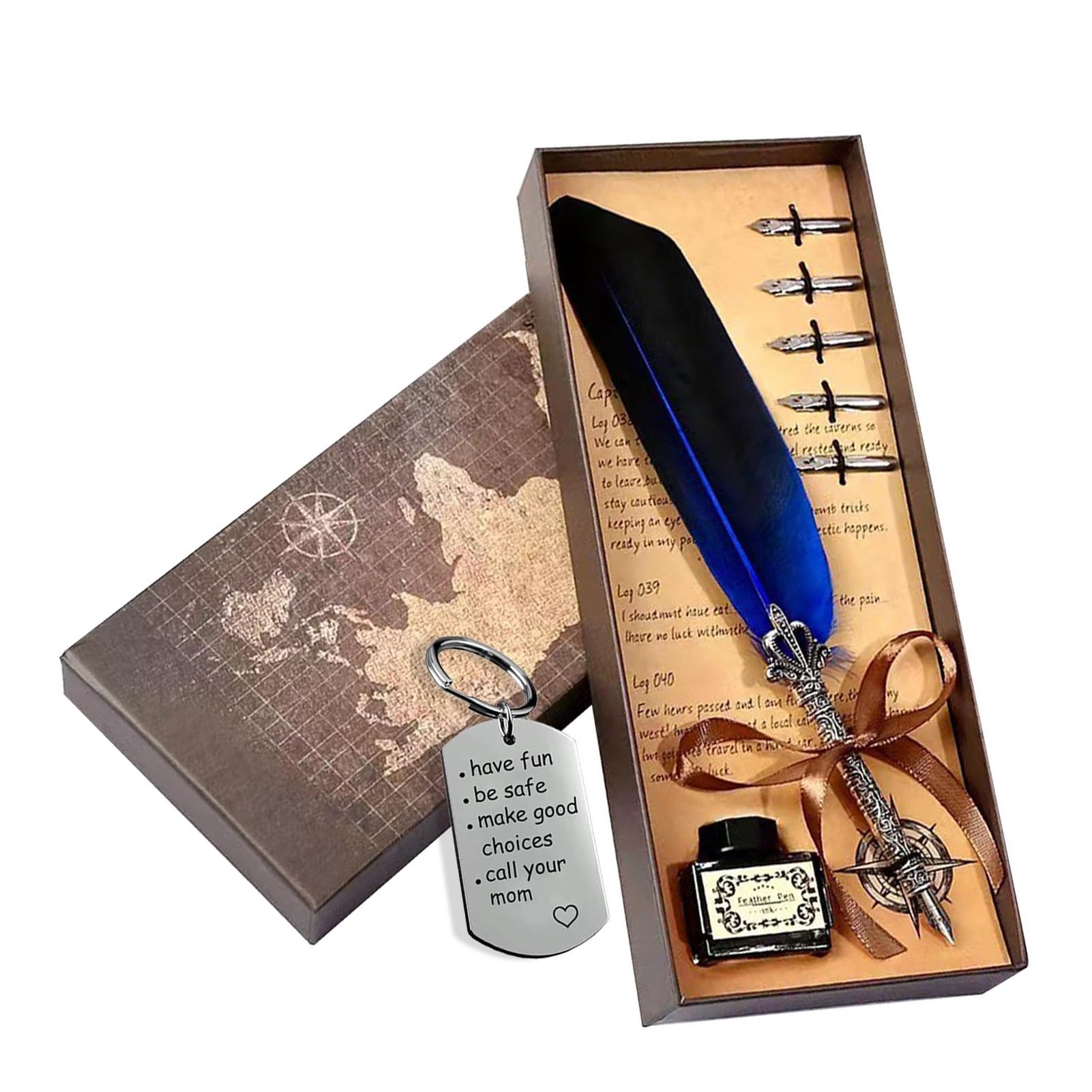 – Fountain Pens - Quick Drying with Keychain Replacement Nibs,Elegant Quill Pen Ink Stationery Kit,for Journaling Drawing Women Men Birthday Christmas Home Office School