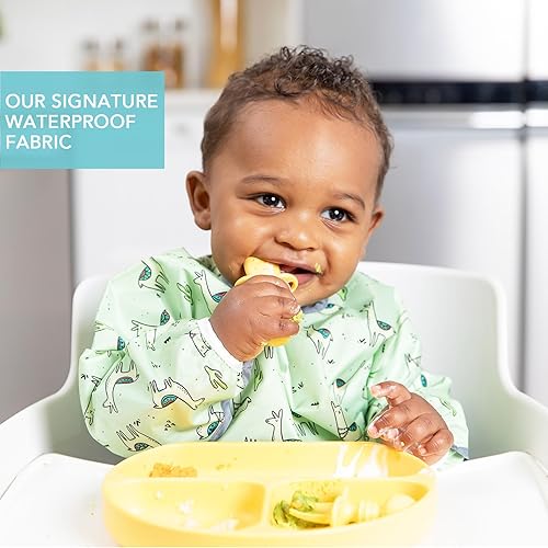 Miniatura 220 de Bumkins - Babero con mangas - Para niños y niñas, bebés y niños pequeños de 6 a 24 meses - Ligero, duradero, impermeable - Babero de manga larga -