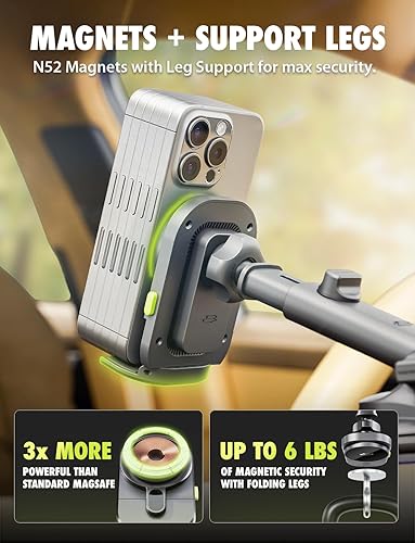 Miniatura 7 de Bracketron MagAlign Extend - Cargador Magsafe de 15 W, soporte magnético para teléfono de coche, cargador inalámbrico para iPhone 17 Pro Max 16 15