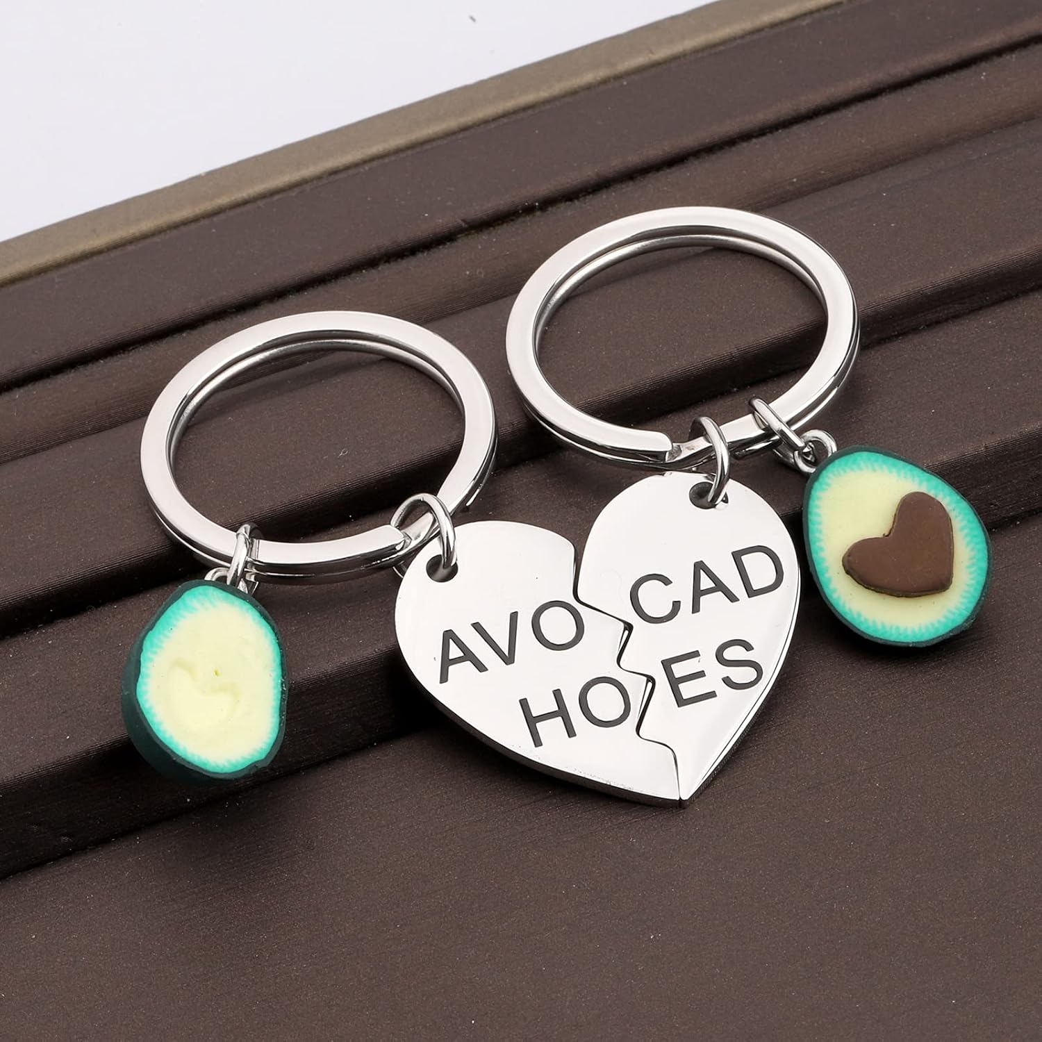 CENWA Avocadhoes Keychain Set of 2 Avocado Keychains Broken Heart Keychain Best Friends Keychain image 3