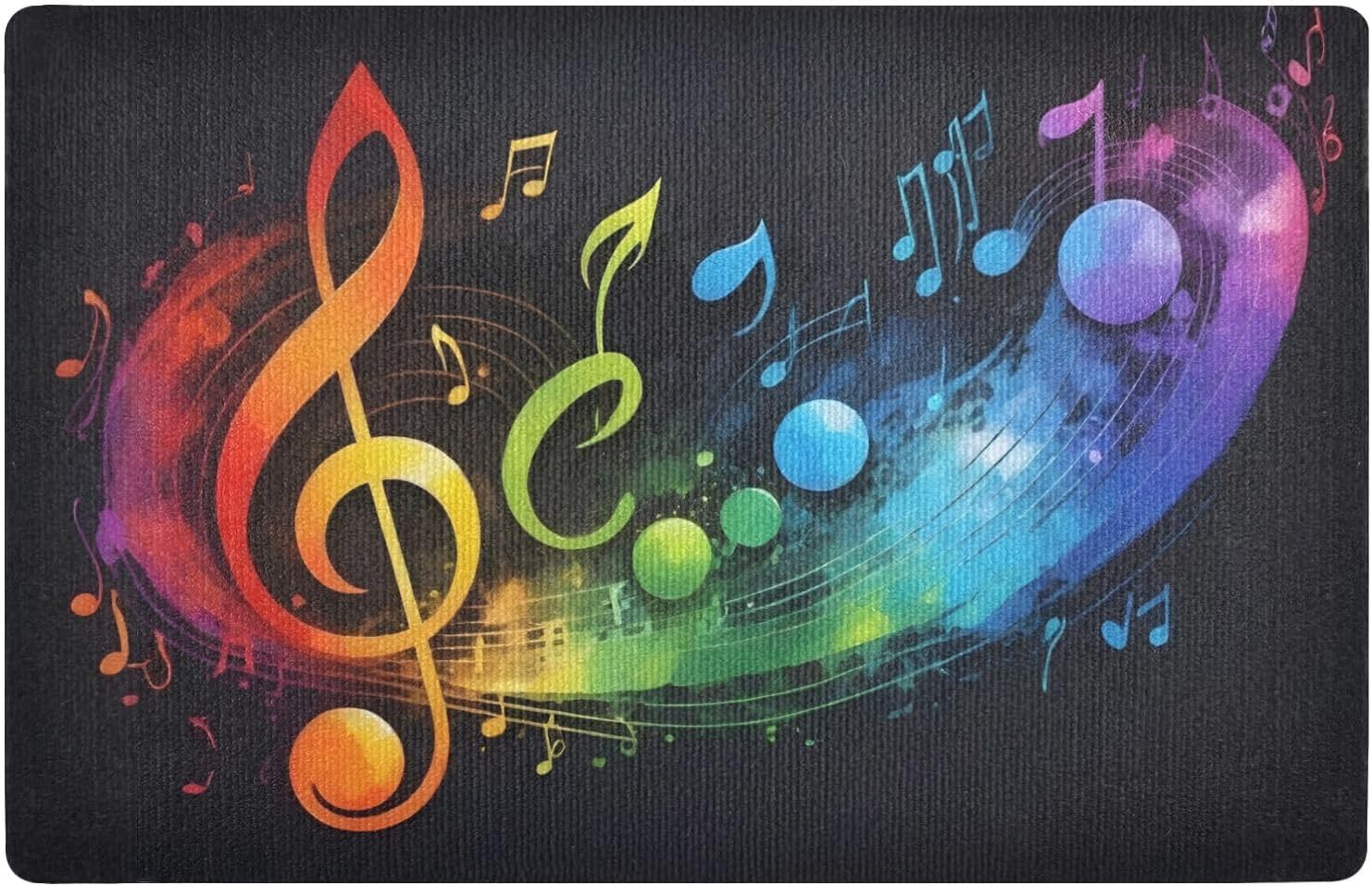 Front Door Mat (Rainbow Music Note), 32x20 in Indoor Outdoor Welcome Mats Doormat for Entrance Patio Porch Entryway Water Absorbent Low Profile Anti Slip