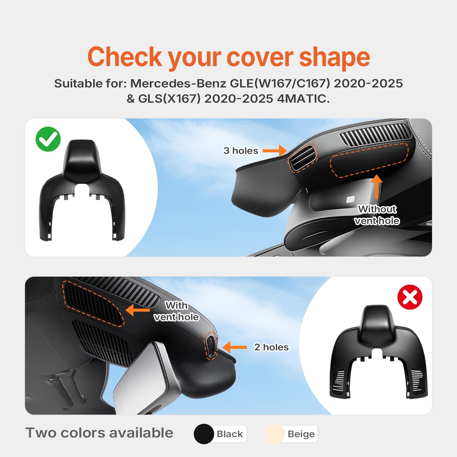 Mercedes-Benz Dash Cam for GLE(W167/C167) 2020-2025 & GLS(X167) 2020-2025 4MATIC, 4K Dash Camera with OEM-Style, No Visible Wires, HDR, WiFi & App, Plug and Play, Parking Mode, 64GB Card, Black