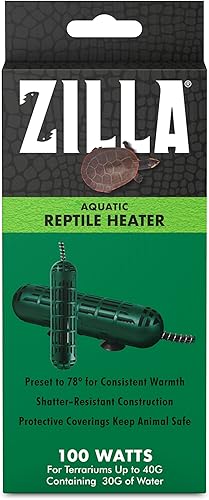Zilla Calentador de reptiles acuáticos, totalmente sumergible, apagado automático, para terrarios de hasta 40 galones