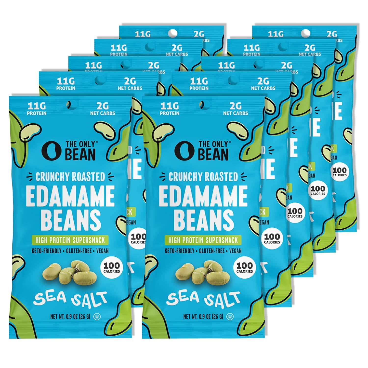 The Only Bean Crunchy Dry Roasted Edamame Snacks (Sea Salt), Keto Snack