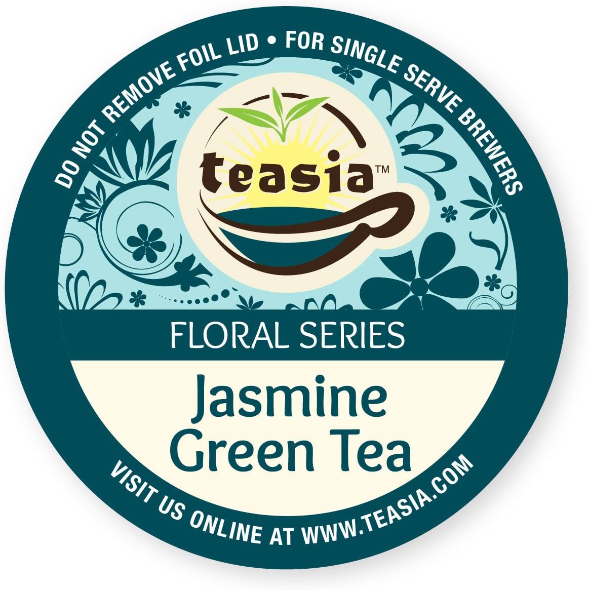 Teasia Tea Pods, Jasmine Green, Floral Series (36-count) GMO-free Hot & Iced Tea Capsules COMPATIBLE with Keurig 2.0 Single Serve Brewers