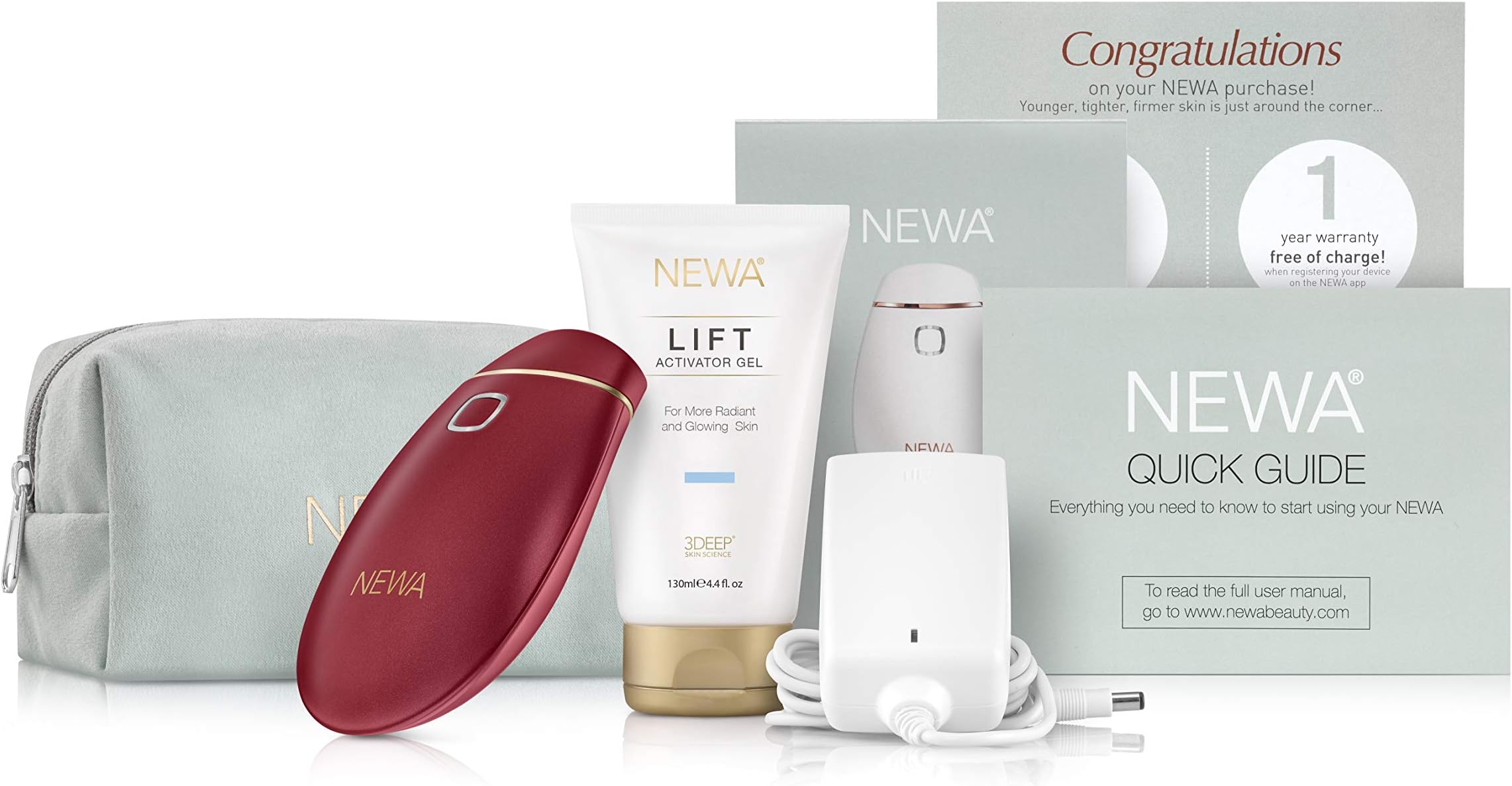 NEWA Skin Care System Anti-Aging Facial Treatment Skin Tightening Technology For Home Use. Triggering New Collagen Reduces Wrinkles, (Classic, Red)