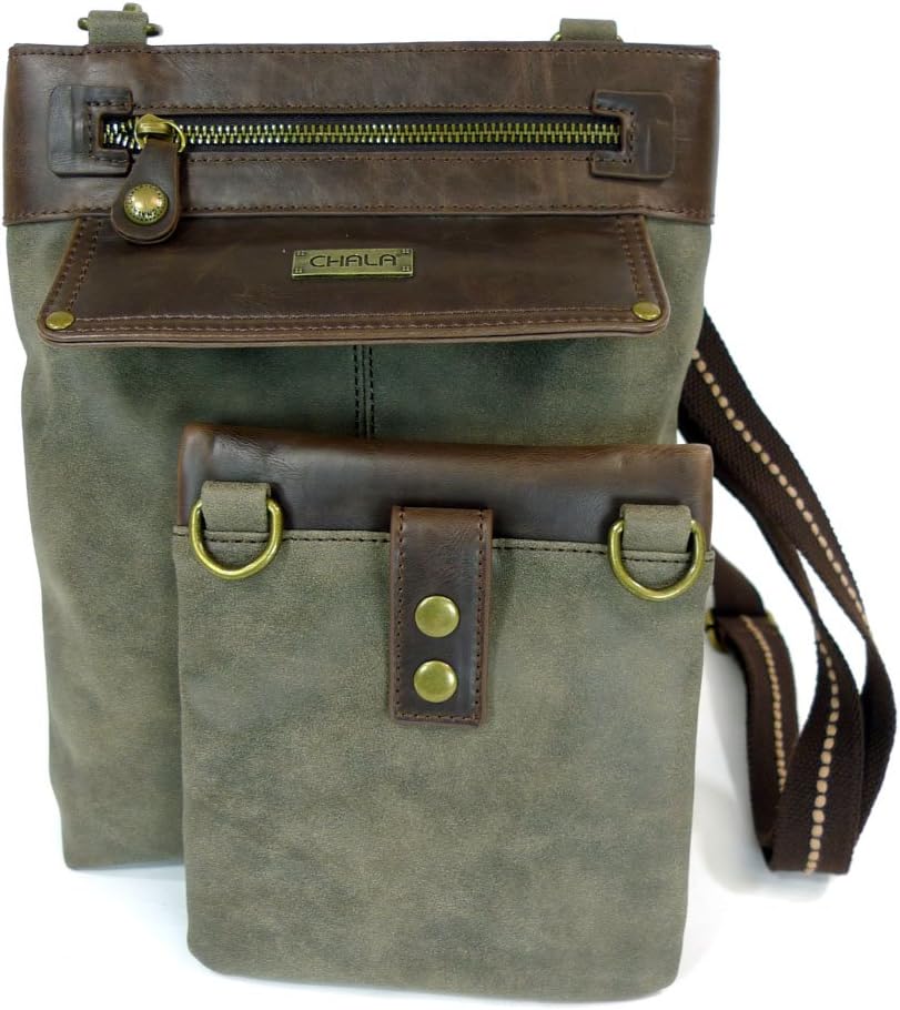 CHALA Gemini Crossbody Womens PU Leather 3 in 1 Shoulder Purse Crossbody Bag with Detachable Strap