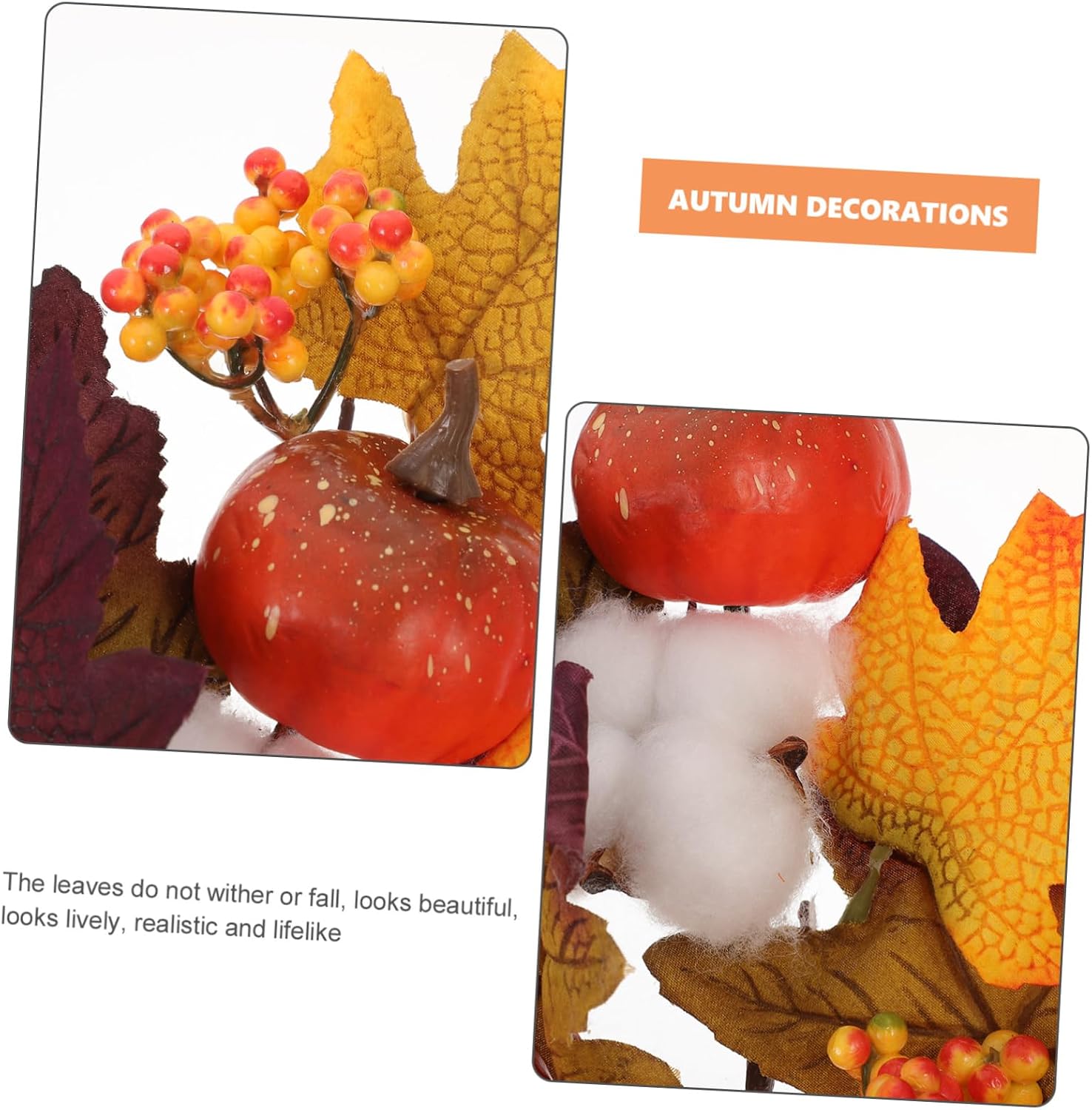 Fall Harvest Artificial Pumpkin Maple Leaf Teardrop Swag Vibrant Wall Hanging Decor for Thanksgiving Autumn Decorations Indoor and Outdoor Home Accent