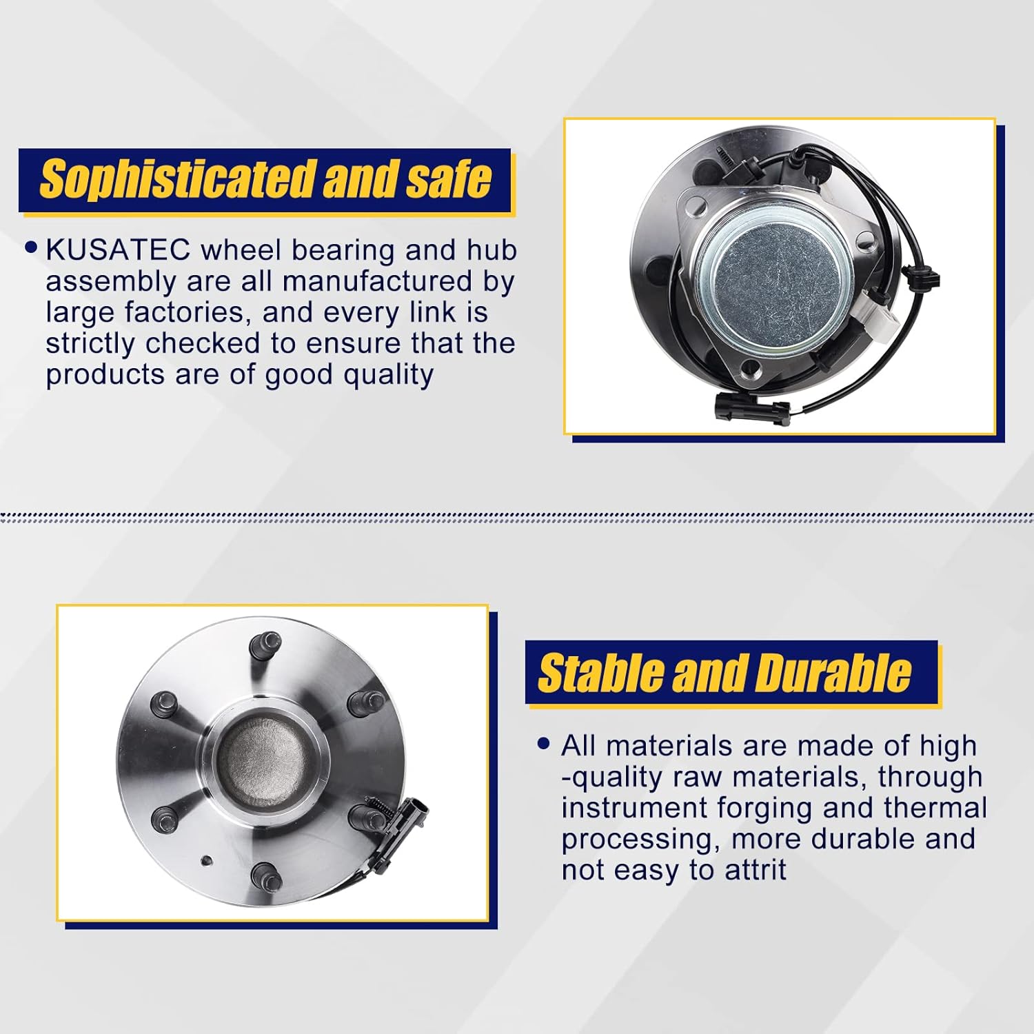 KUSATEC 515054 2Pack 2WD Front Wheel Hub and Bearing Assembly Compatible with Chevy Silverado Express Tahoe/Avalanche/Suburban, for Cadillac Escalade, GMC Savana/Yukon XL/Sierra, 6 Lugs w/ABS