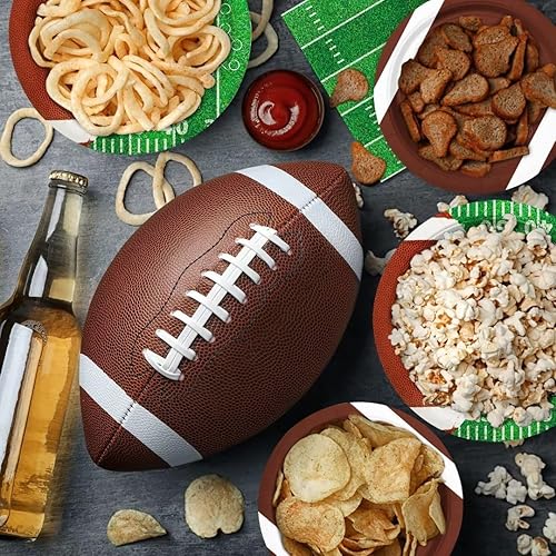 Miniatura 6 de Gatherfun Kit de suministros para fiestas de fútbol, incluye platos llanos, servilletas de postre, vasos, pancarta y mantel de touchdown para