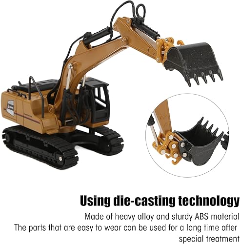 Miniatura 5 de Weojeviy Excavadora de retroexcavadora de ruedas resistente duradera a escala 1 60 para decoración de niños automóvil a control remoto