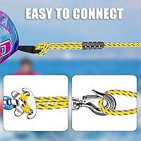 Vista 6 de SELEWARE Arnés de remolque de barco resistente para tubos, cuerda de remolque de barco con conector rápido de acero inoxidable, arnés de remolque