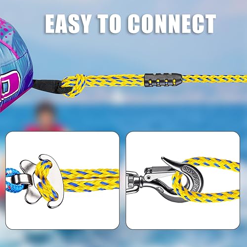 Miniatura 6 de SELEWARE Boat Tow Rope Quick Connector, Heavy Duty Towable Quick Connector, Tow Rope for Tubing with Stainless Steel Anchor Connector, Boat Water
