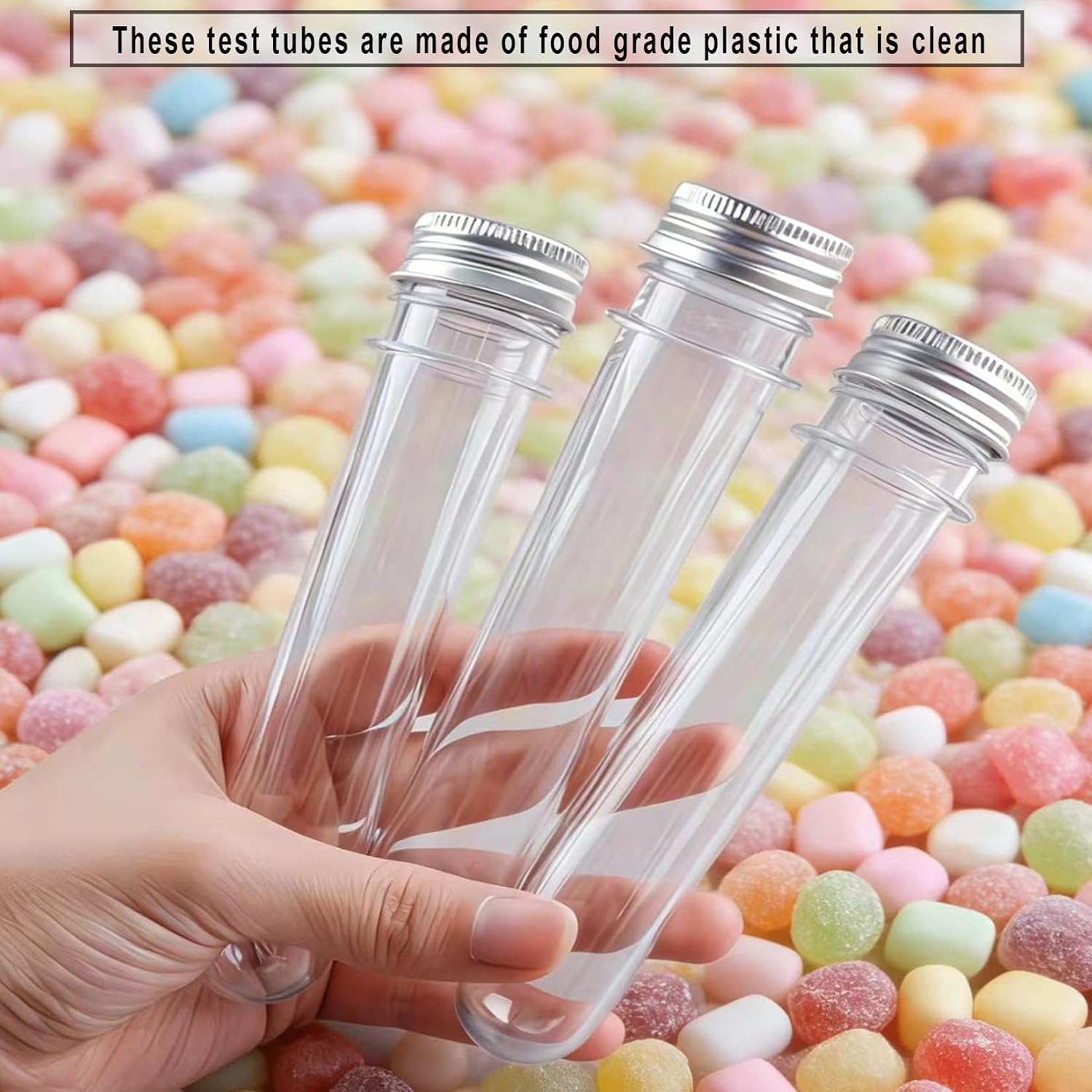 Test Tubes 25x140mm(40ml), Clear Plastic Tubes with Screw Caps for Science Experiment Party Decoration Christmas Birthday Gifts Candy Storage